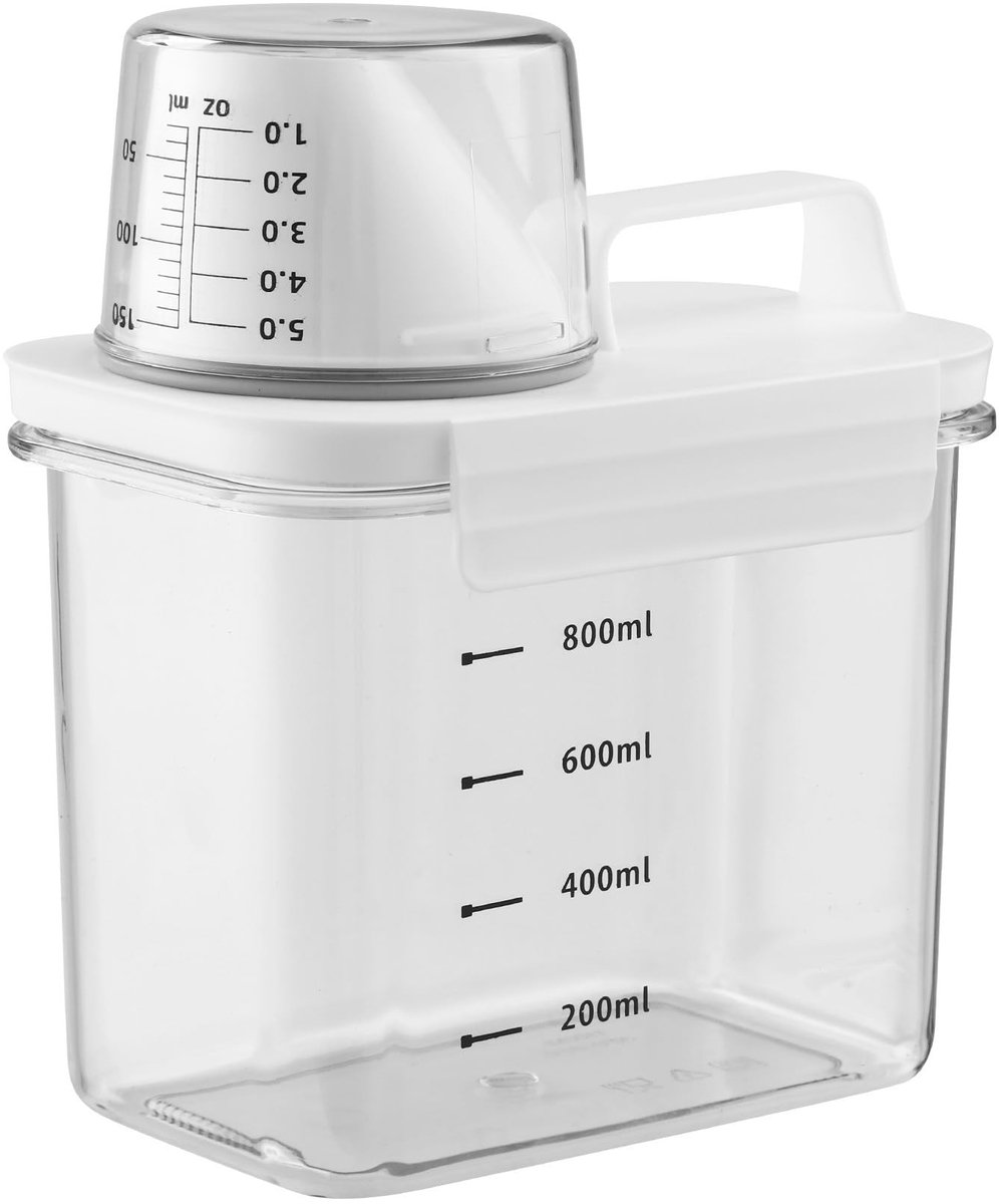 Allecto - 1100ml Wasmachine Dispenser - Vaatwasmiddel Dispenser - Herbruikbaar - Transparant - Opslag voor Voedsel - Milieuvriendelijk - Geschikt v...