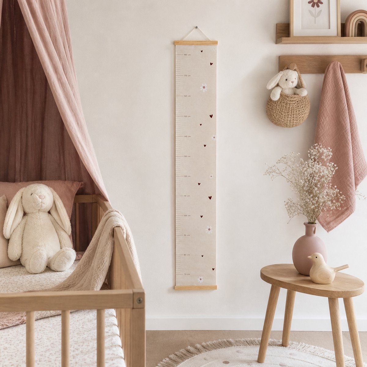 WeLikeToLove Groeimeter - Meisje - Kraamcadeau - Babyshower cadeau - Babykamer decoratie - Kinderkamer - Hout - Geboorte – foto 3