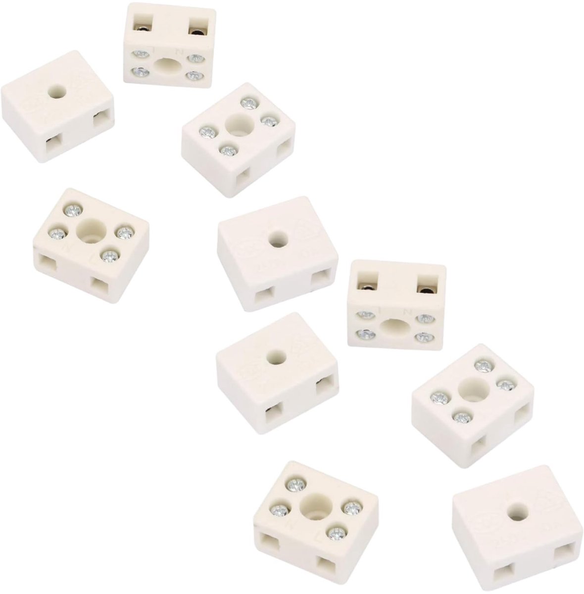Allecto - Aansluitklemmen - Keramische 10x 10A 250V - Voor Stroomkabels - Vijf Gaten - Veilig en Betrouwbaar - Geschikt voor Elektrische Installati...
