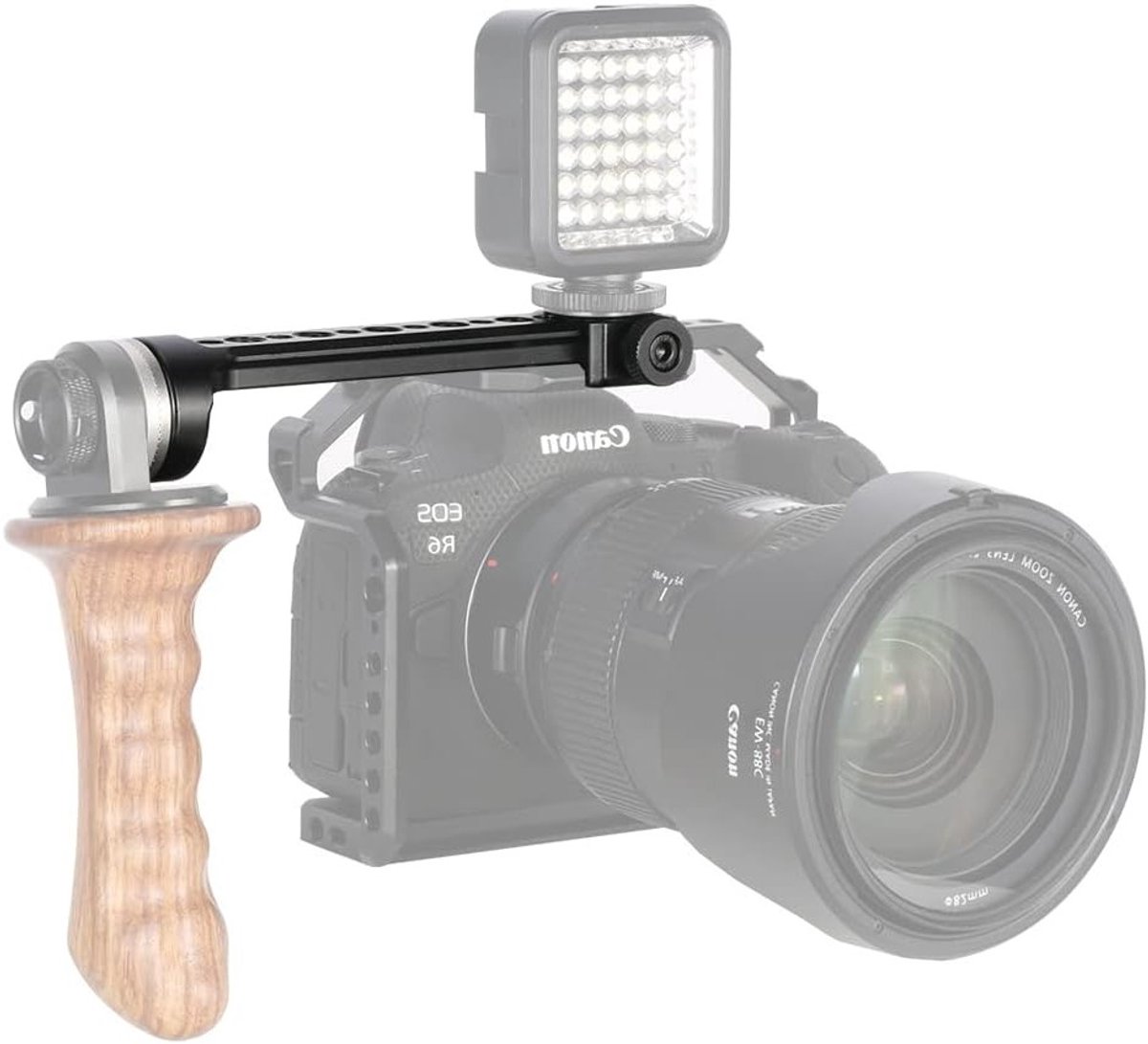 NATO Rail Extensie met Rosette Bevestigingsadapter, Nato Klem en Koudshoe Houder voor Camera's en Monitoren tot 10 kg, 360° Rotatie en Meerdere Draadgaten