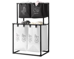 Wasmand 4 vakken-Wasmanden met 4 Afneembare Zakken -Duurzaam Materiaal- Inklapbaar Ontwerp- Dubbellaagse -Eenvoudige Installatie.