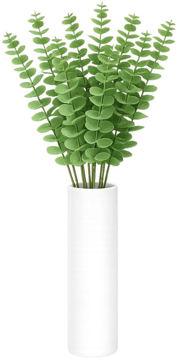Bellatio Design Kunstplant takken Eucalyptus Cinera - 8x - 60 cm - 3 takken - kunst bladgroen - decoratief - zijdebloemen