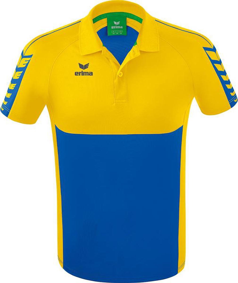 Erima Six Wings Polo Heren - New Royal / Geel | Maat: 3XL
