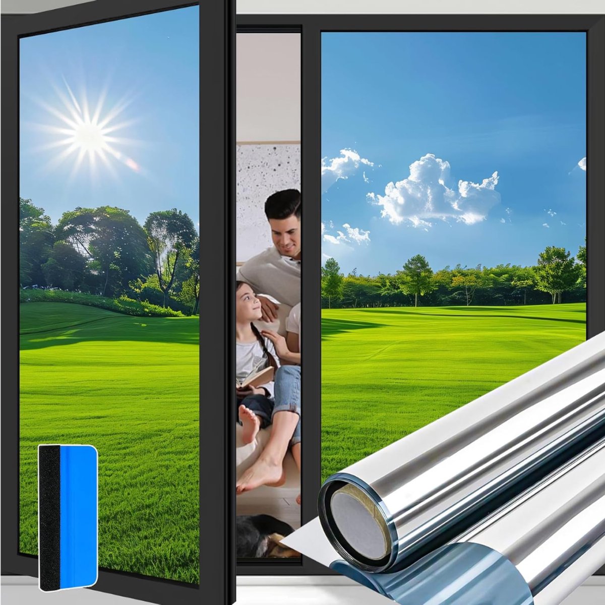HEZIVO® Raamfolie Anti Inkijk - Zelfklevend - Zonwerend & Isolerend - Statisch - 44,5 x 200 cm