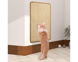 KZQ Krabmat voor katten - Sisalmateriaal - 60x40cm - Met klittenband - Eenvoudig te bevestigen - Geschikt voor katten en kittens - Voorkomt krabben en verharen - Originele kleur