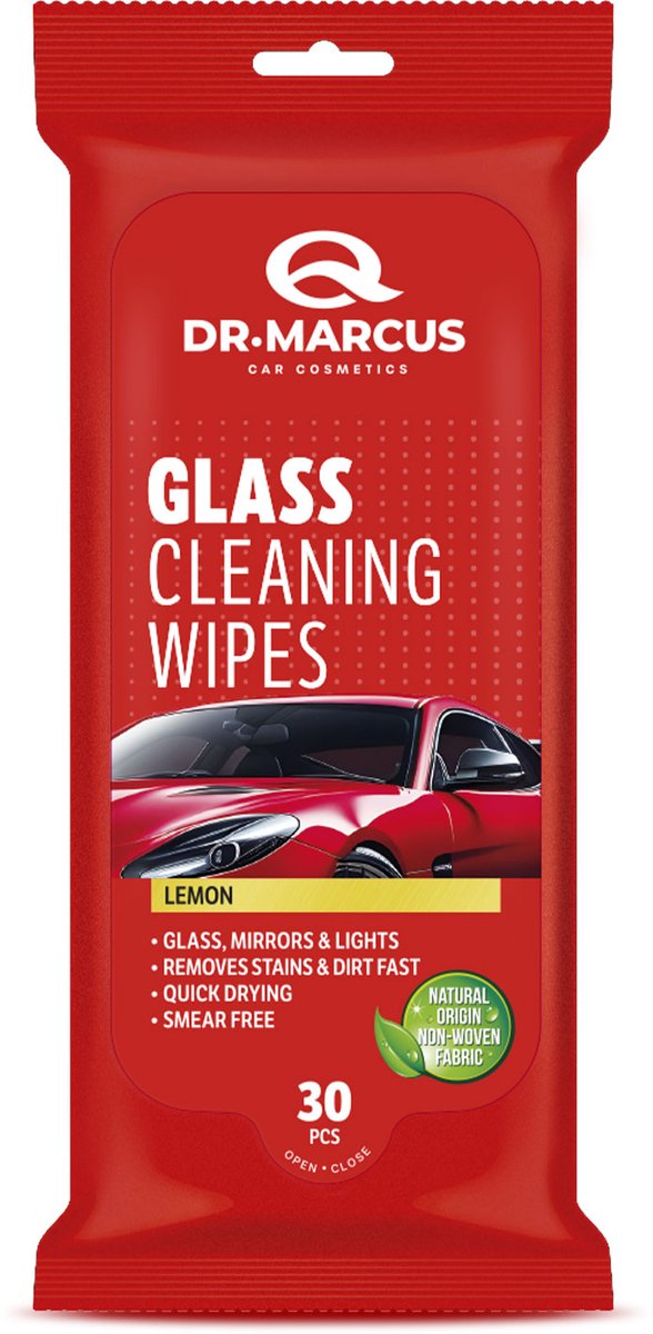 Dr. Marcus Titanium Line Inside Glass Wipes - Glasreinigingsdoekjes - Voor het stralend schoonmaken van de binnenkant van de autoruit - 30 stuks - Lemon