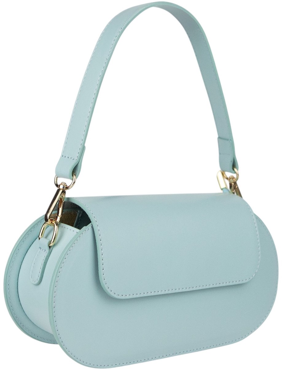 Luxe Lederen Schoudertas Dames - Lichtblauw - Handgemaakt in Italië - Elegante Handtas