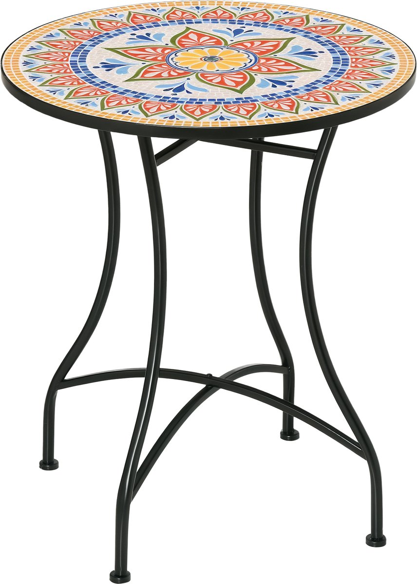 Tuintafel Ø60 cm, weerbestendige metalen balkontafel, eettafel voor buiten, kampeertafel, 