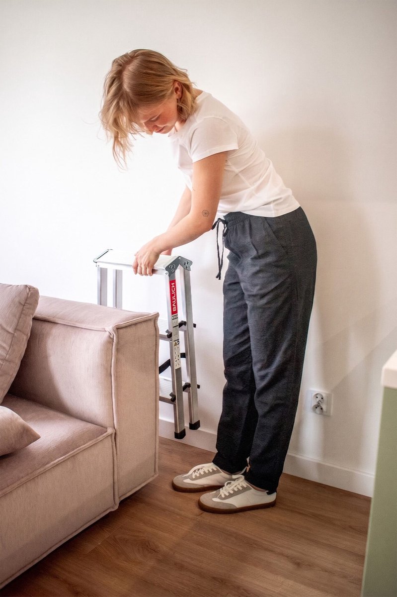 Baulich Opvouwbare aluminium ladder voor huishouden - 3 treden dubbelzijdig met antislip - werkhoogte 219 cm, max. belasting 120 kg – foto 7
