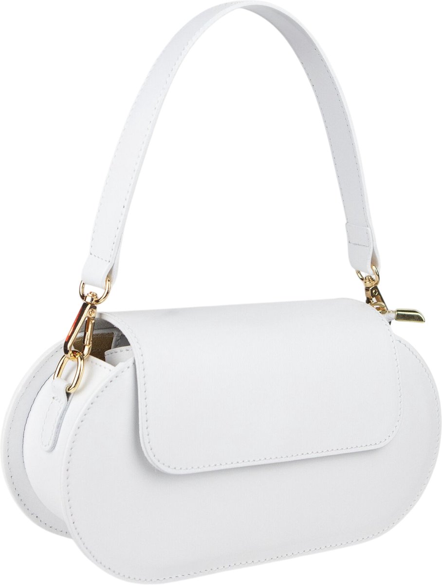 Luxe Lederen Schoudertas Dames - Wit - Handgemaakt in Italië - Elegante Handtas