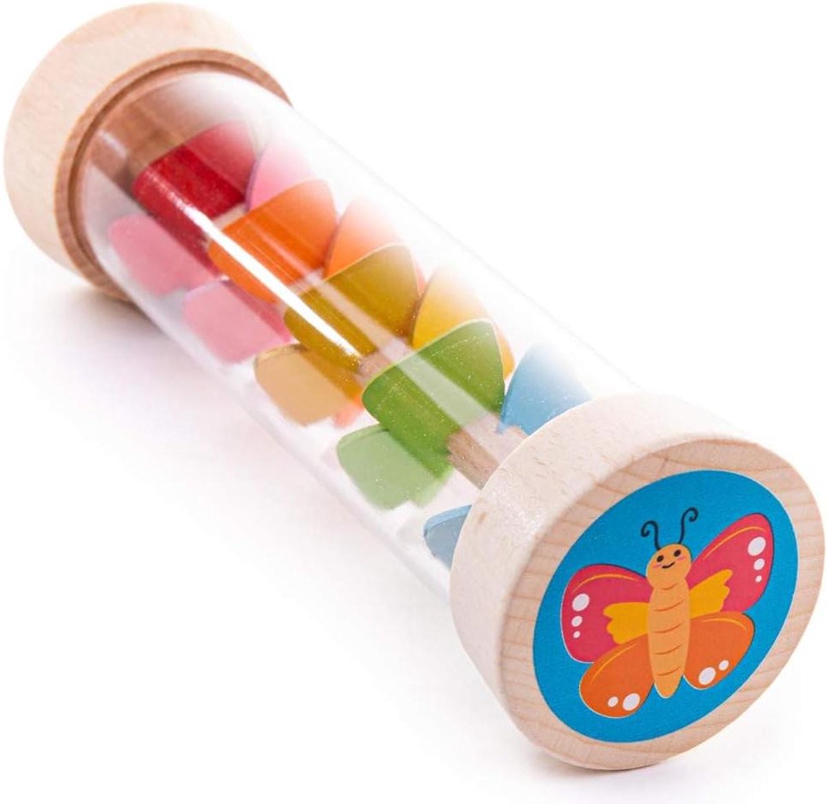 Regenmaker Speelgoed - Geluidsmaker Baby - Muziek Ontdekken - Duurzaam Materiaal - 19.2 cm - Meerkleurig