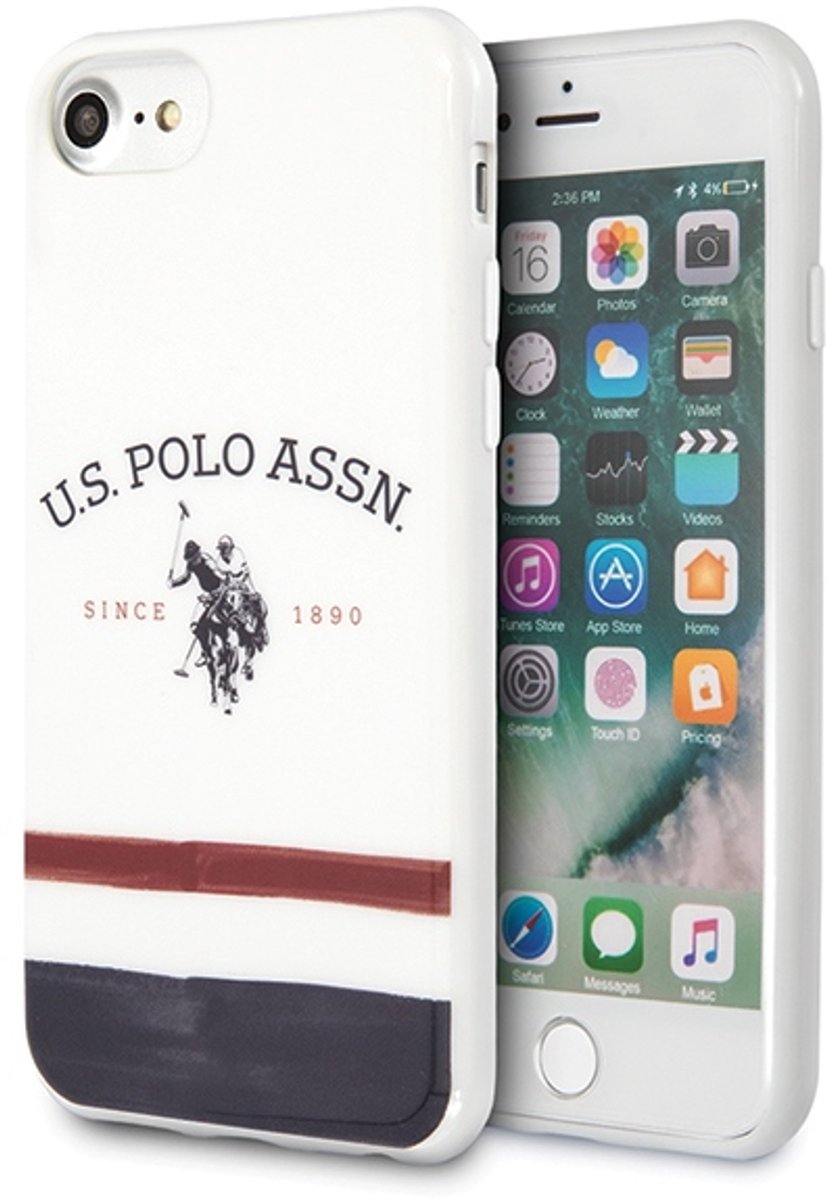 US - Polo - USHCI8PCSTRB iPhone 7/8/SE - 2020 / SE - 2022 - wit/wit - Tricolor-patrooncollectie