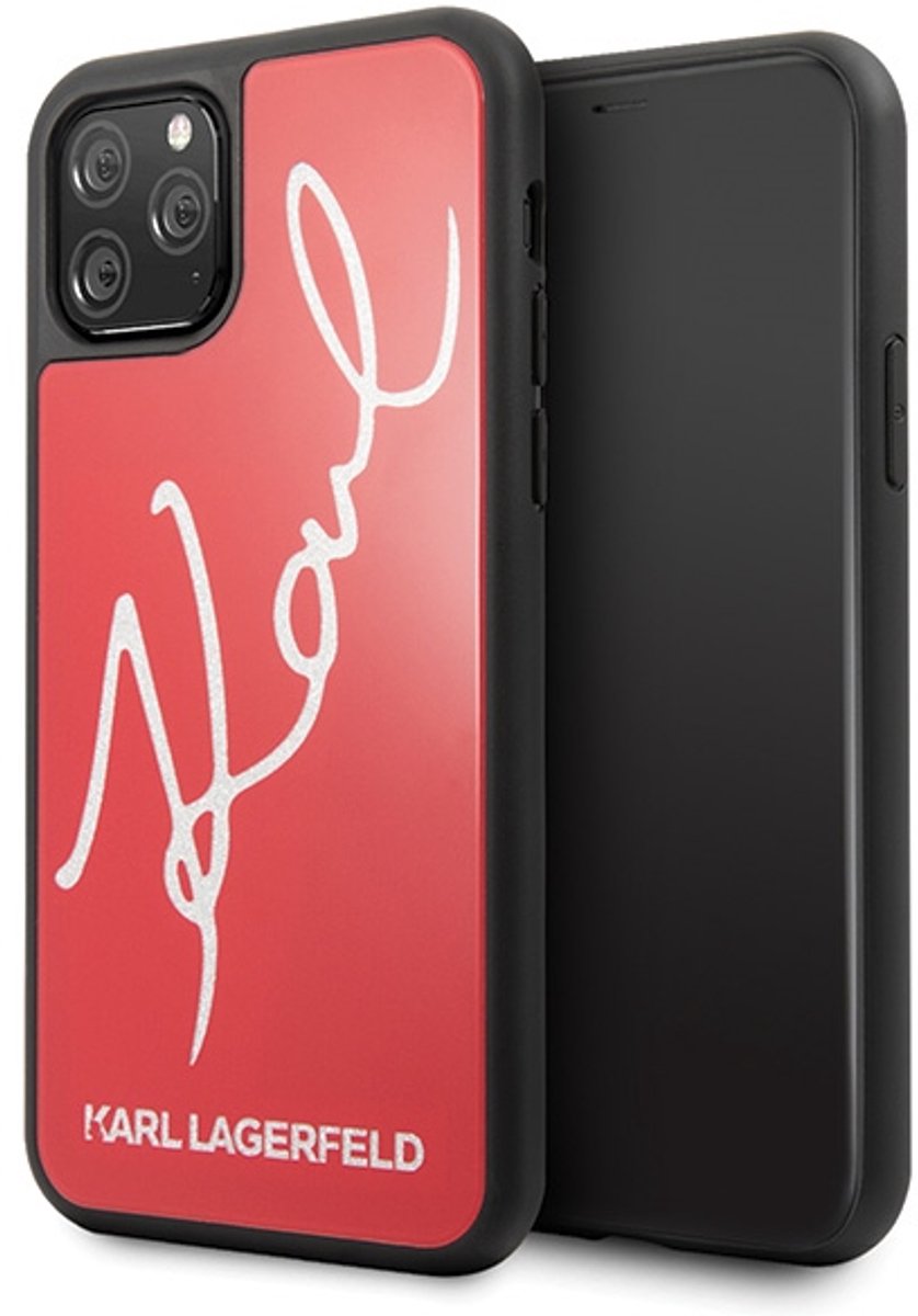 Karl - Lagerfeld - KLHCN58DLKSRE iPhone - 11 - Pro - rood/rood - hardcase - Signature - Glitter