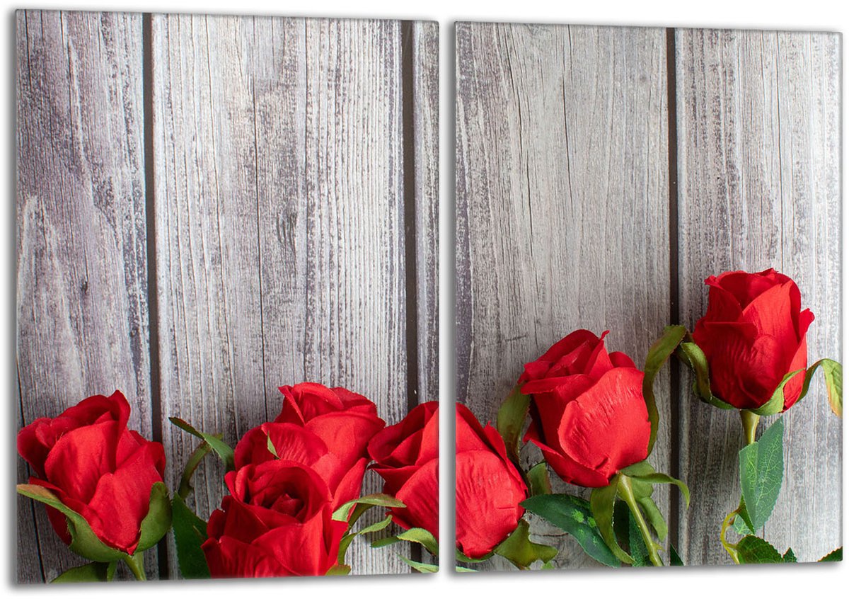 TMK ArtDeko Serie - Glazen Beschermplaat - 2x40x52cm - Rozen - Veilig