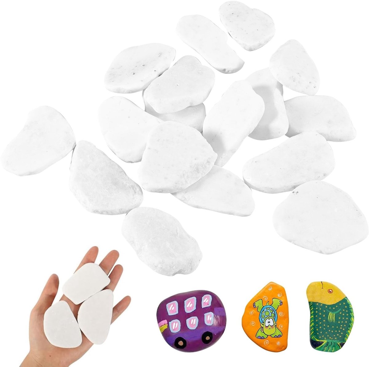 Allecto - Verfstenen - Smooth Natural Stones - Perfect voor DIY - 3-8 cm - Creatief Schilderen - Geschikt voor Craft Projects - Set van 17