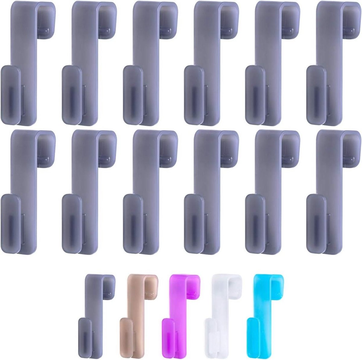 Radiatorhaken - Handdoekhouders - Badkamer Organisatie - Zacht Kunststof - 12 Stuks - Grij