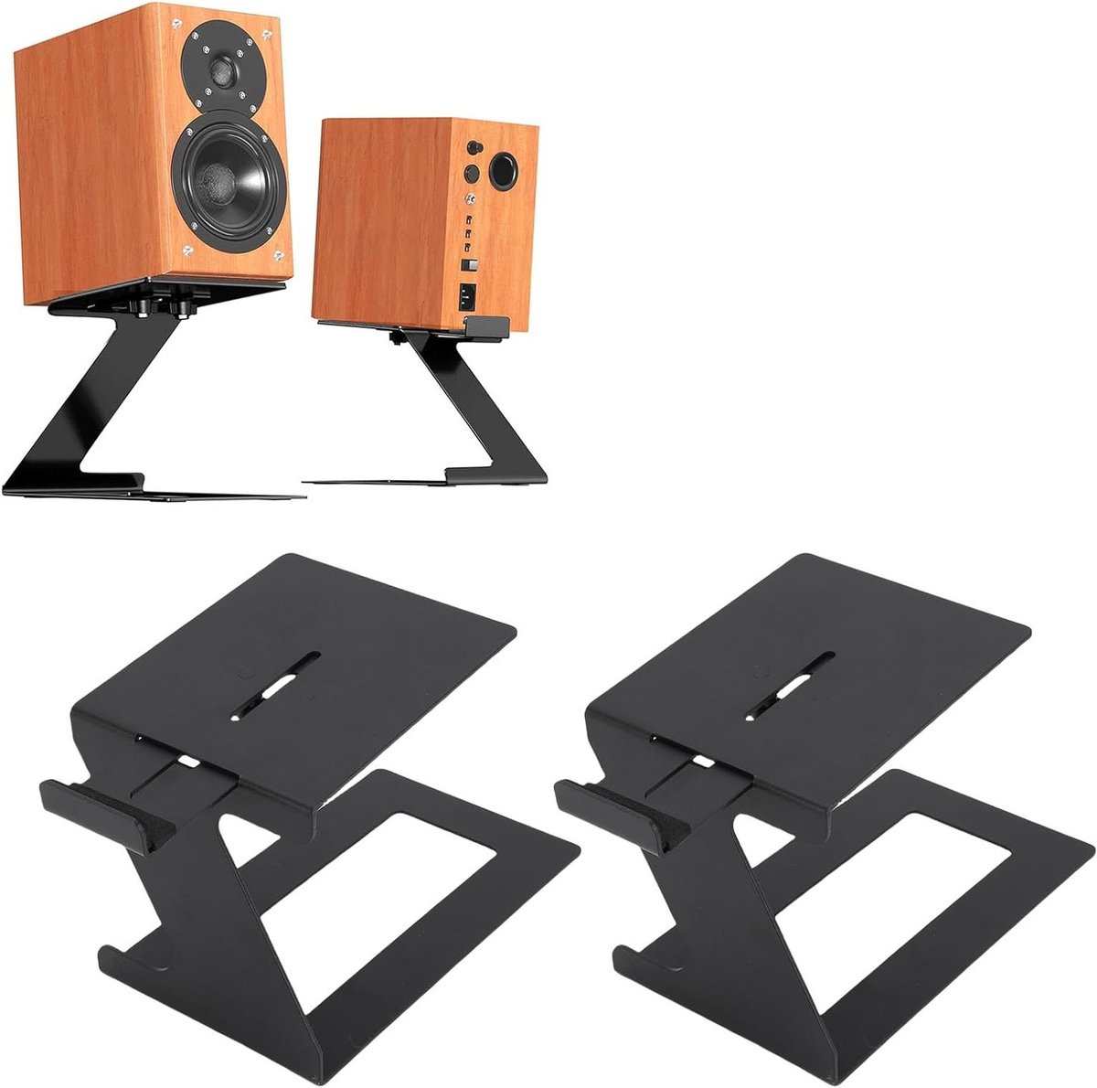 Stijlvolle Desk Speaker Stands van Koolstofstaal met Vibratiedemper voor Computer- en Studio Speakers, Ruimtebesparend Ontwerp