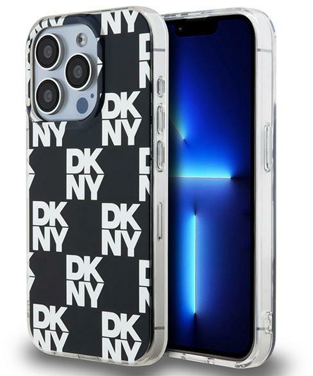 DKNY, Beschermhoes Geschikt voor Apple iPhone 15 Pro Max met tegelpatroon, Zwart