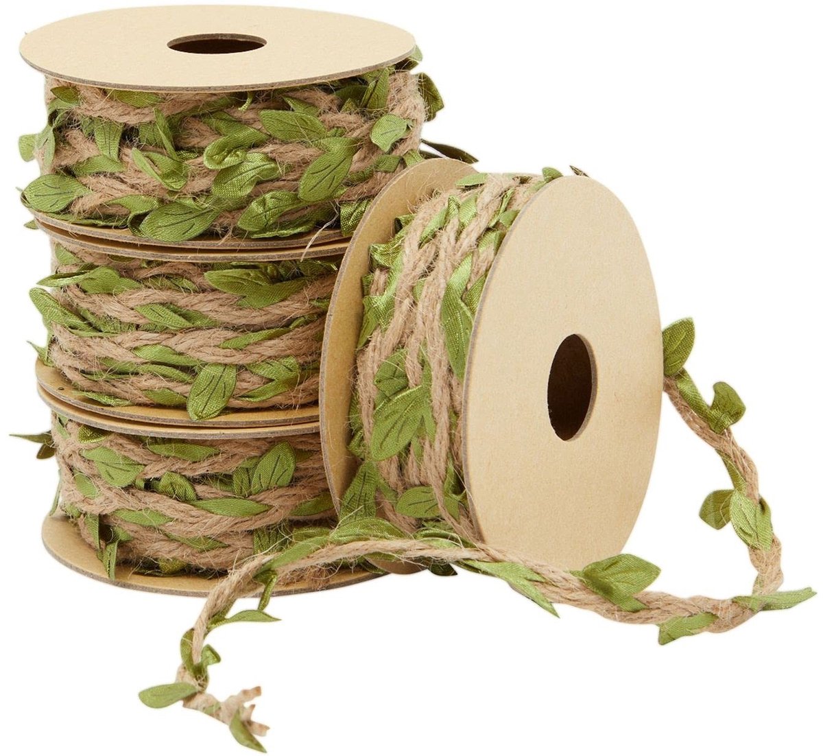 aladdien - Leaf Garland - Kunstplanten - Decoratieve Wandversiering - 4 Rollen - Jute Groene Bladeren - Perfect voor Feestjes - 5m per Rol