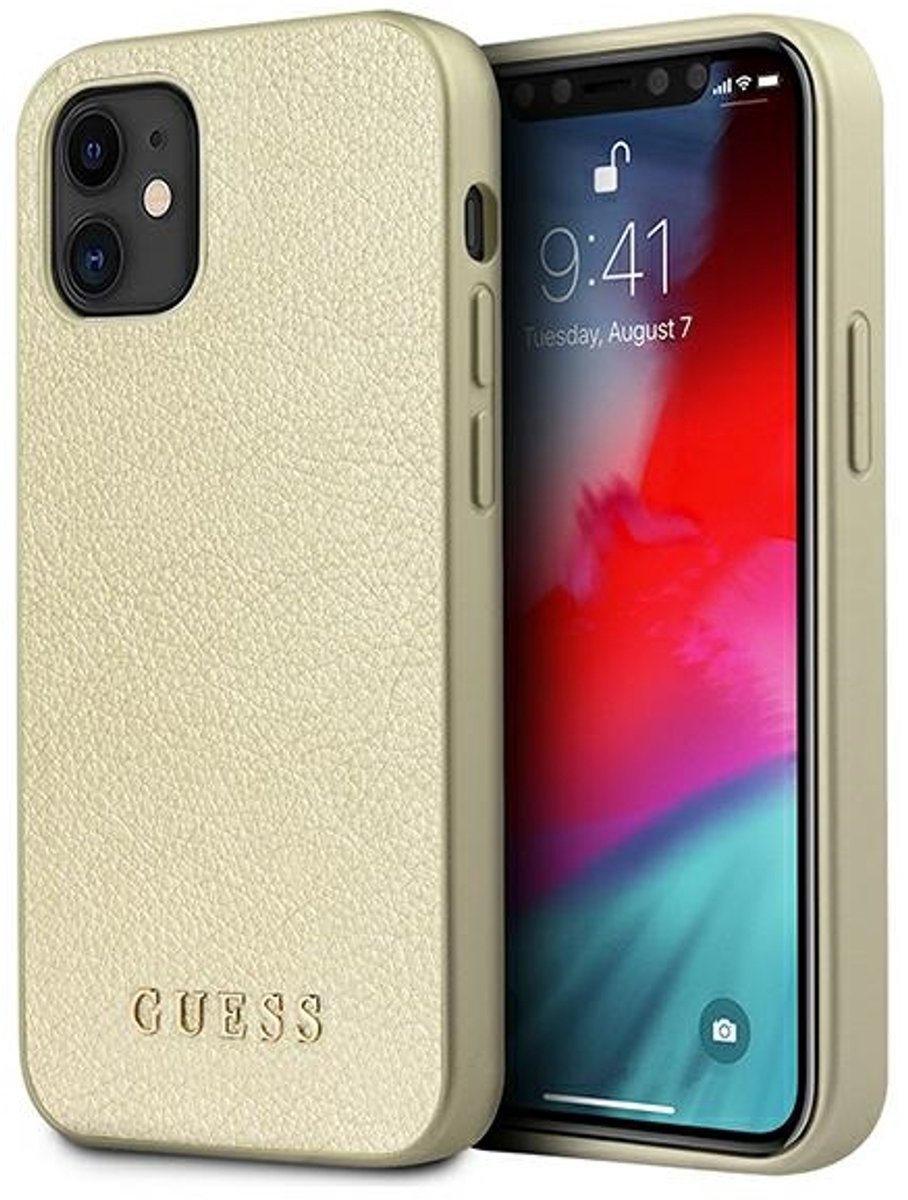Guess - GUHCP12SIGLGO - iPhone - 12 - mini - 5.4 - goud/goud - hardcase - Iriserend