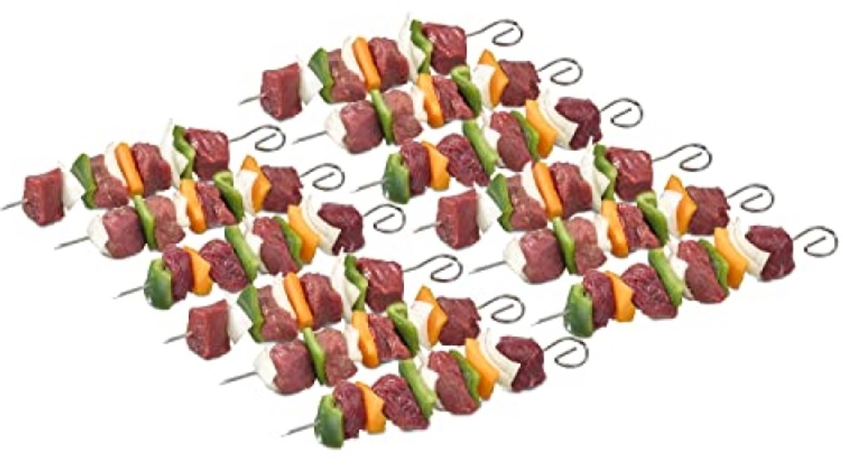 Grillspiesen voor BBQ - 12 RVS Herbruikbare Spiesen van 21 cm voor Vlees, Vis en Groenten