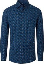 Redmond - Heren overhemd - Lange mouw - Blauw - Print - Comfort fit - Maat L