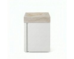 FugaFlow Eccelente Arredo Toiletmeubelset - 40x65cm - 1 deur - 1 kraangat - rechts - fontein travertine - mat wit