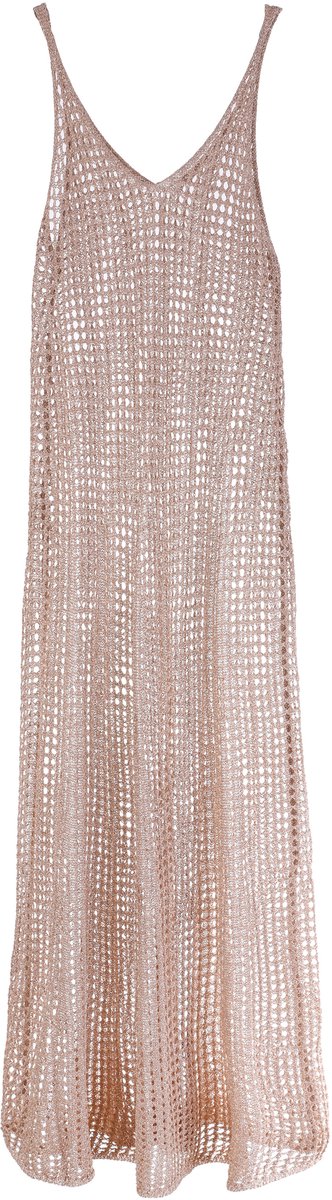 She life style - roze goudkleurige metallic gehaakte maxi-beach jurk - one size