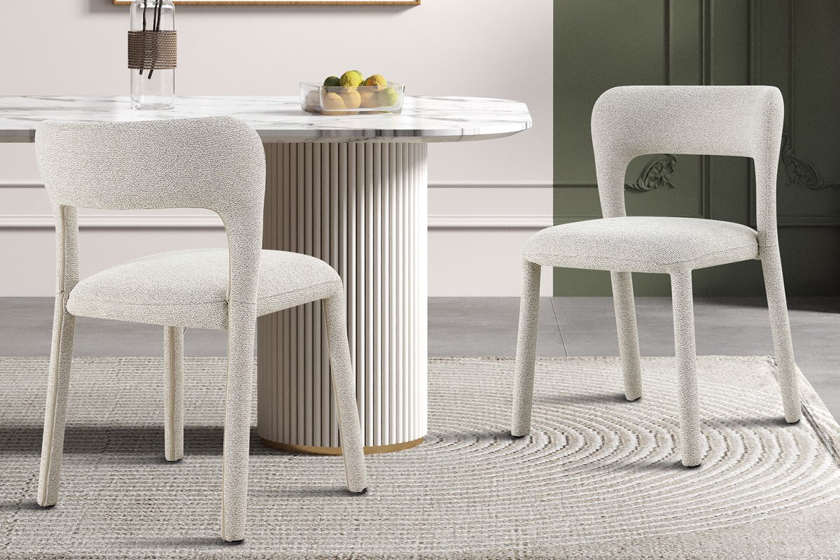 Rousseau Stoelen 'Elvas' Stapelbaar in stof Ote Ecru kleur - H 78.5cm x B 51 x D 57 cm