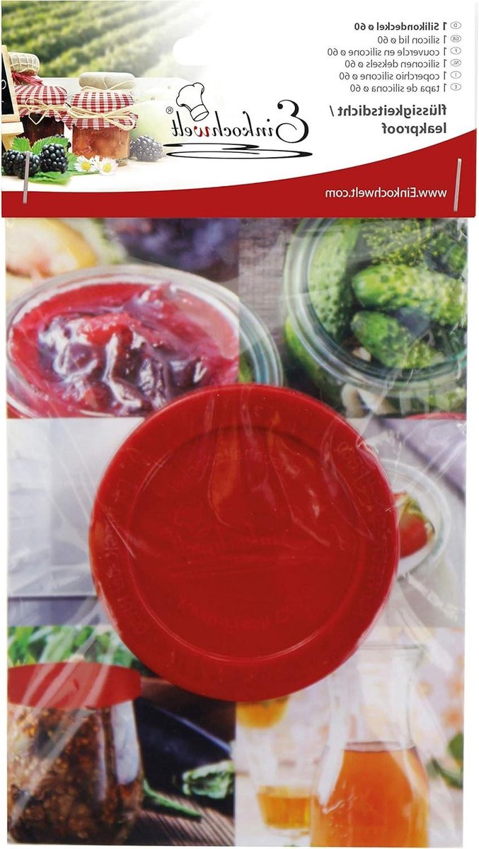 Siliconen deksel - Opbergdeksel vershouddeksel - Glazen afsluiten - Afdichtend - 60 mm - Rood