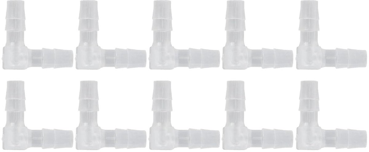 Dailygoods - 90 Graden Elleboog Slangpilaar - Slangaansluiting - Zwart - Adapter - 10 Stuks - Geschikt voor Aquarium en Waterleidingen - 6mm