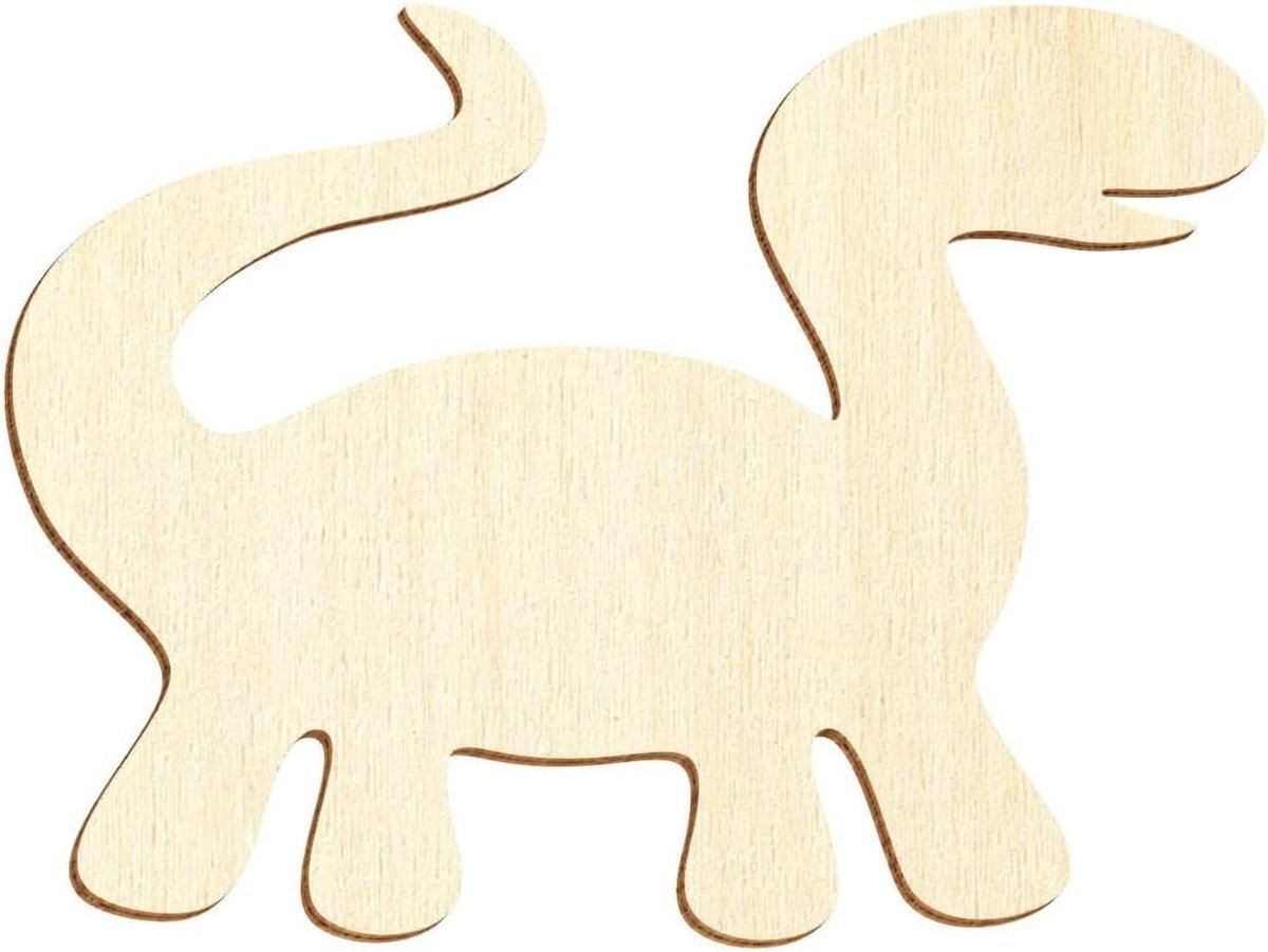 Houten Dinosaurus Figuur - Dino Knutseldecoratie - Decoratie Versieren - Gelaserd Hout - 100 stuks - Natuurlijk Hout