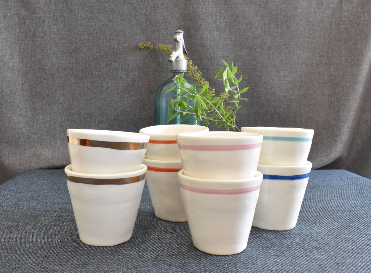 Set van 2 - Cup Pisa turquoise - Kop zonder oor - handgemaakt - duurzaam - Agneta Livijn