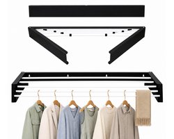 Movela® Wanddroogrek - Wanddroogrek - Droogrek Inklapbaar - Wasrek Hangend - Wasrek muur - Kledingstang - Wasrek Ophangbaar - Inklapbaar - Zwart
