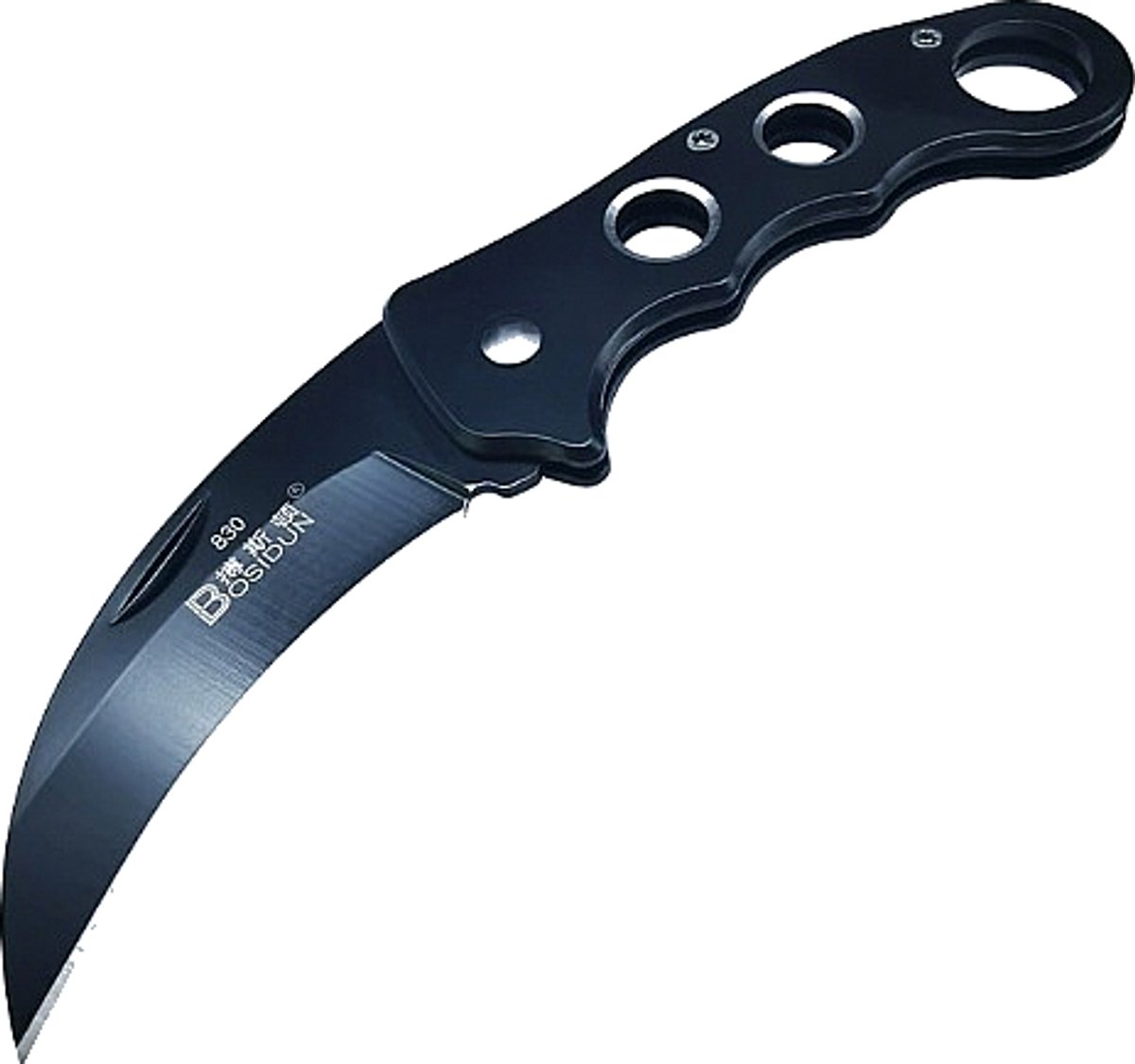 Superdealer Karambit inklapbaar tactical zakmes - survival - 16 cm - zwart