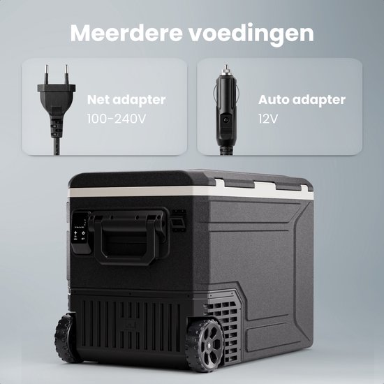 Auronic Elektrische Koelbox - Compressor - 80L - 12V en 240 volt - Camping Koelkast - Frigobox Auto - Met Wielen en Hendel - Zwart van Auronic — afbeelding 4