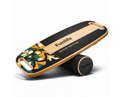 Funlife Balance Board met Roller – Houten Balansbord 3 Niveaus, Core Training & Fitness, Antislip, Evenwicht Trainer tot 150 kg, Design Edition