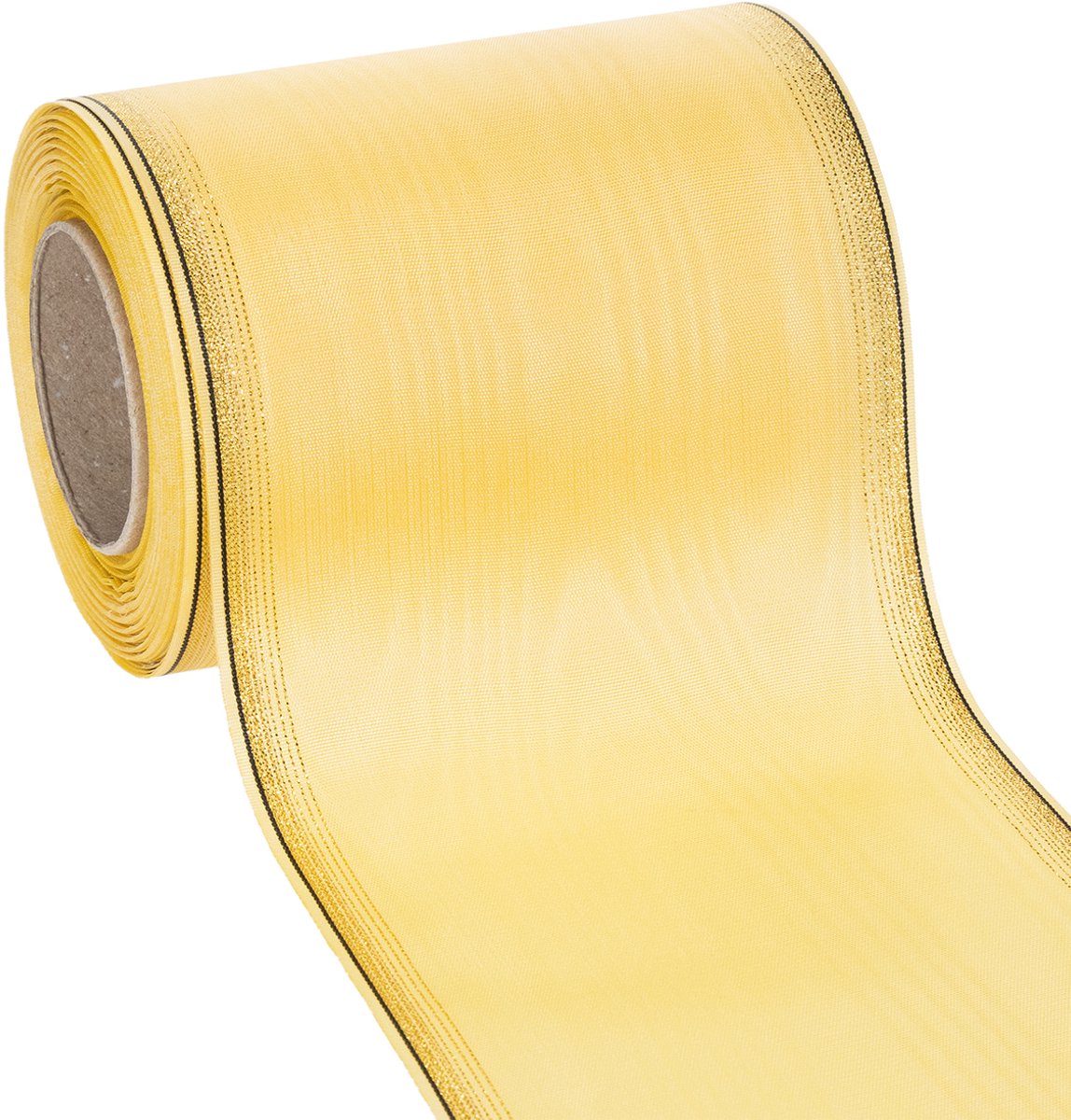 Moiré kranslint, geel met gouden rand, 125 mm x 25 m - Hoogwaardig rou
