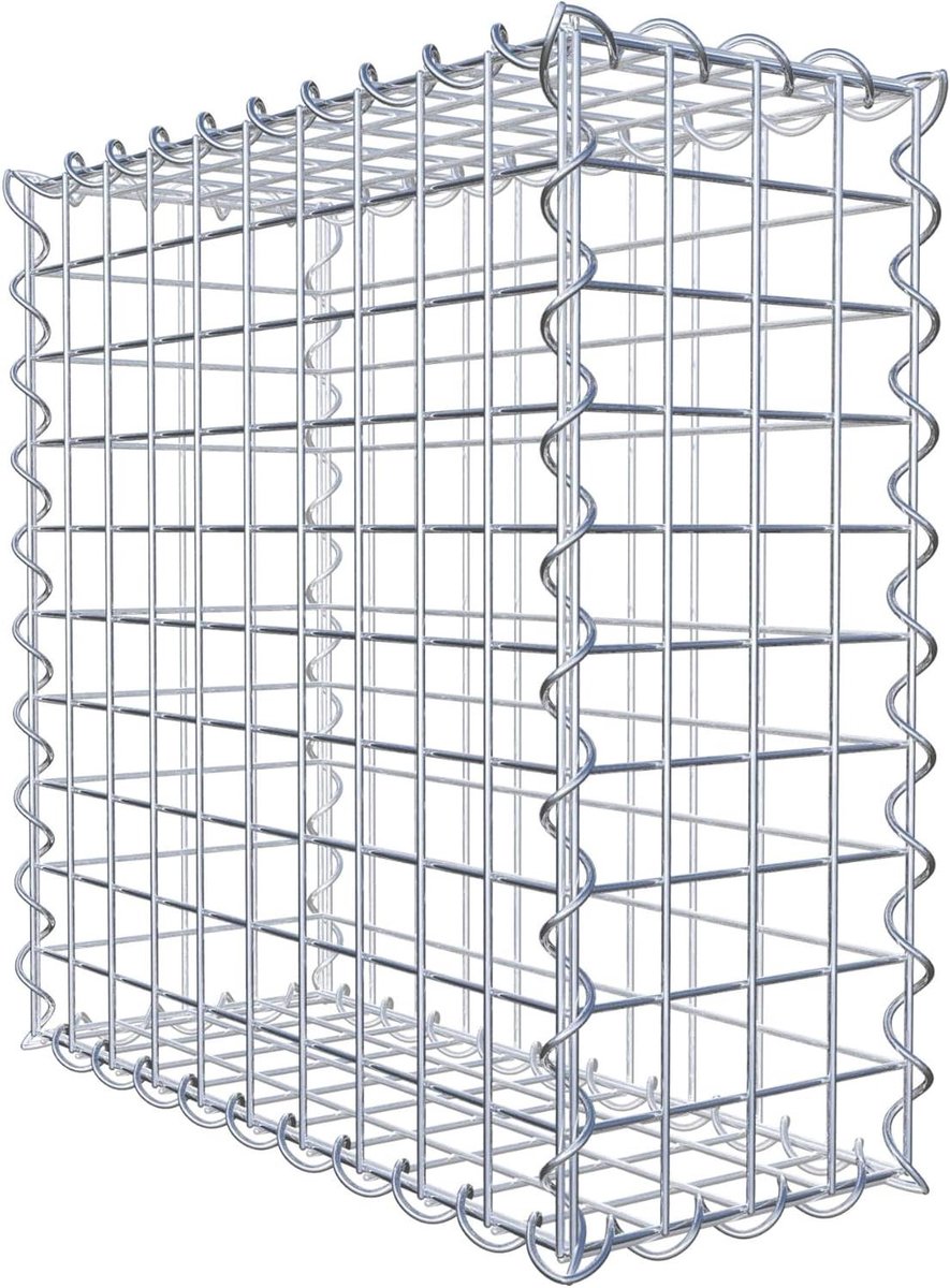 Schanskorf met spiraalsluiting - Stenen mand - Tuinmuur maken - Robuuste kwaliteit - 50x50x20 cm - Zilver