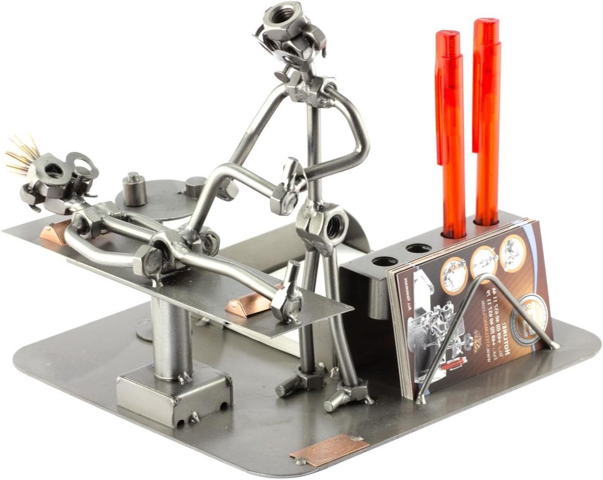 Schroefmannetje Bureau Organizer - Metalen Figuur Kantoor - Bureau Organiseren - Handgemaakt in Duitsland - Compact Formaat - Meerkleurig