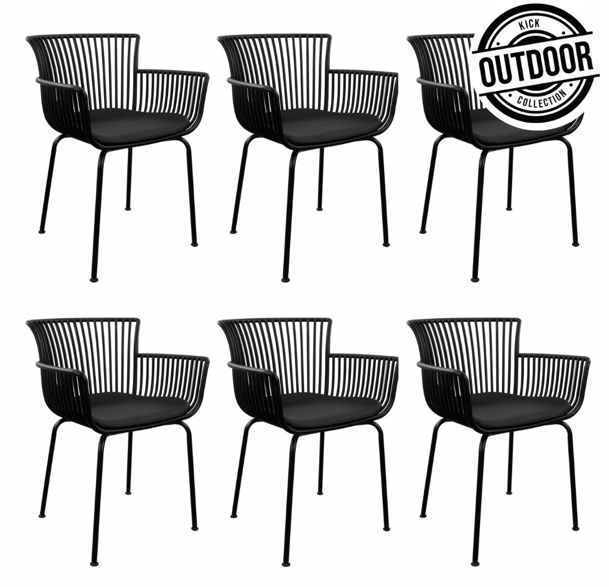 Set van 6 Kick tuinstoel Otis - Zwart
