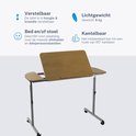 Verstelbare, kantelbare bedtafel op wielen, 6 kg, met houten blad.