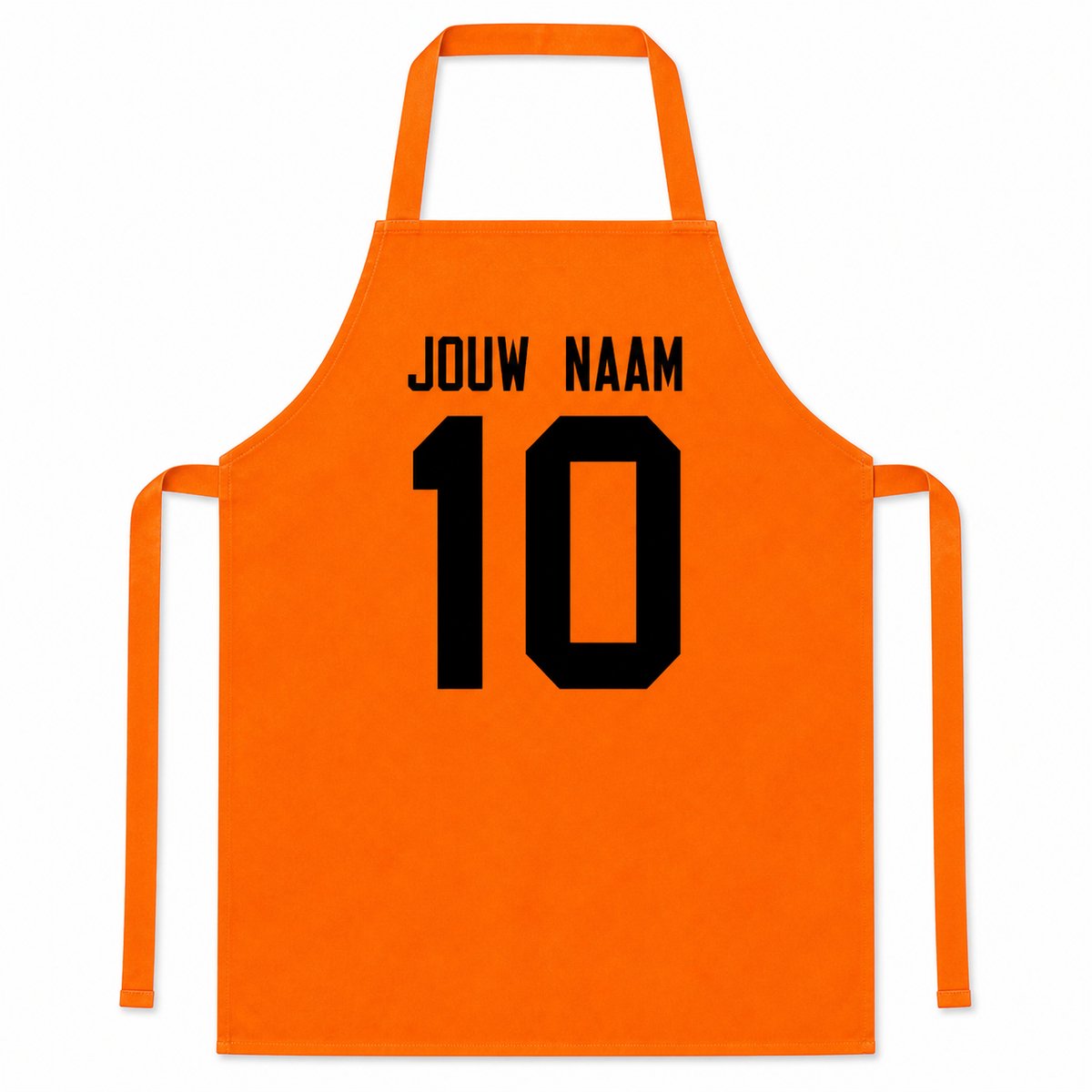 Keukenschort Oranje Met naam en nummer - WK Voetbal - 65x90cm - 100% katoen - Schort - Keukenschorten - Verjaardags cadeau - BBQ - Vaderdag - Moederdag cadeau