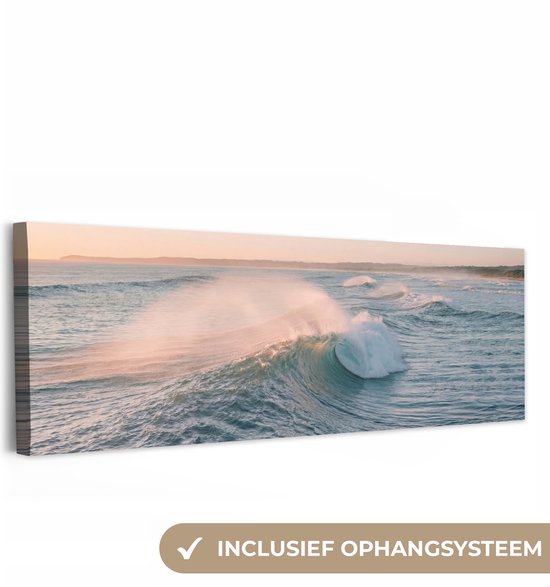 Tableau sur toile 90x30 cm - Décoration murale exclusive Vague - Mer - Eau - Décoration murale salon - Décoration chambre - Accessoires de chambre - Tableaux sur toile