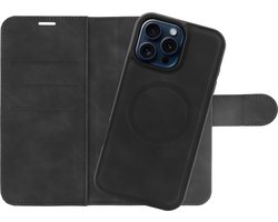 Just in Case hoesje geschikt voor iPhone 16 Pro Hoesje met Pasjeshouder geschikt voor MagSafe - Uitneembare 2-in-1 Premium Bookcase - Zwart