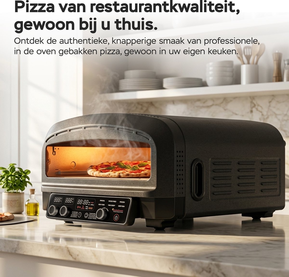 TurboTronic PO14 Elektrische Pizza Oven – Slimme Pizzaoven tot 450 °C – Zwart – foto 3