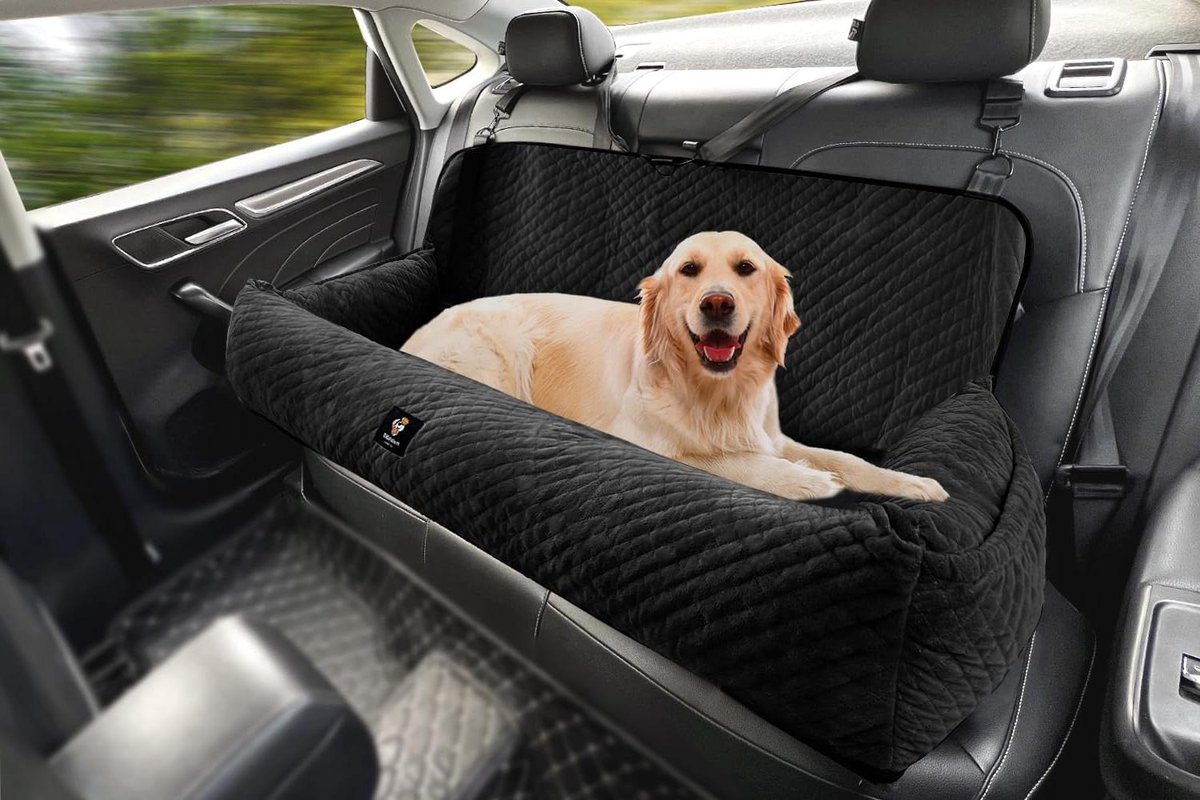 Autostoel Hond - Hondenmand Auto - Veilig Reizen - Afneembaar Wasbaar - tot 455 kg - Zwart