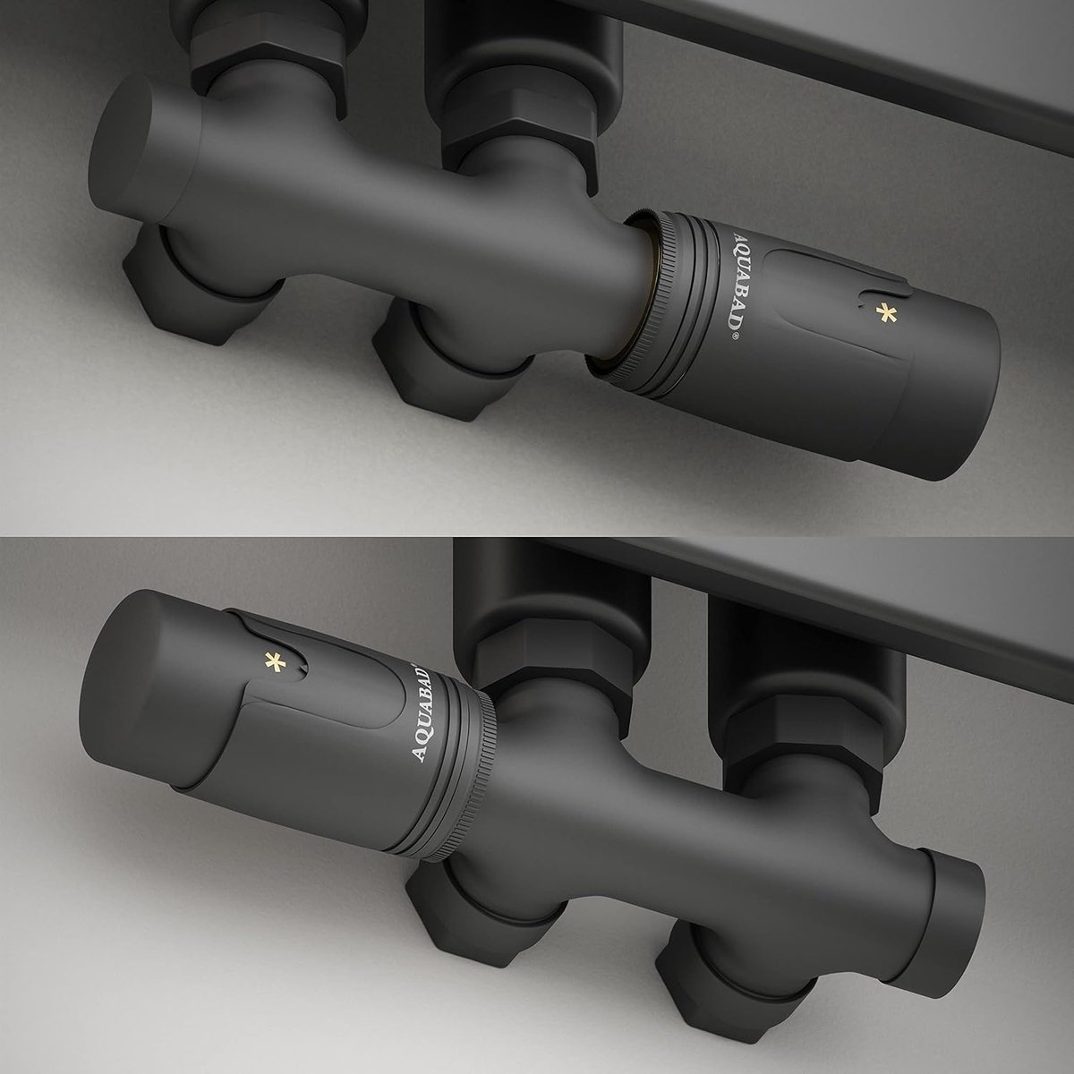 Radiatorkraan met thermostaat - Verwarming kraan - Centrale verwarming - Hoekaansluiting met adapter - 50mm middenaansluiting - Antraciet
