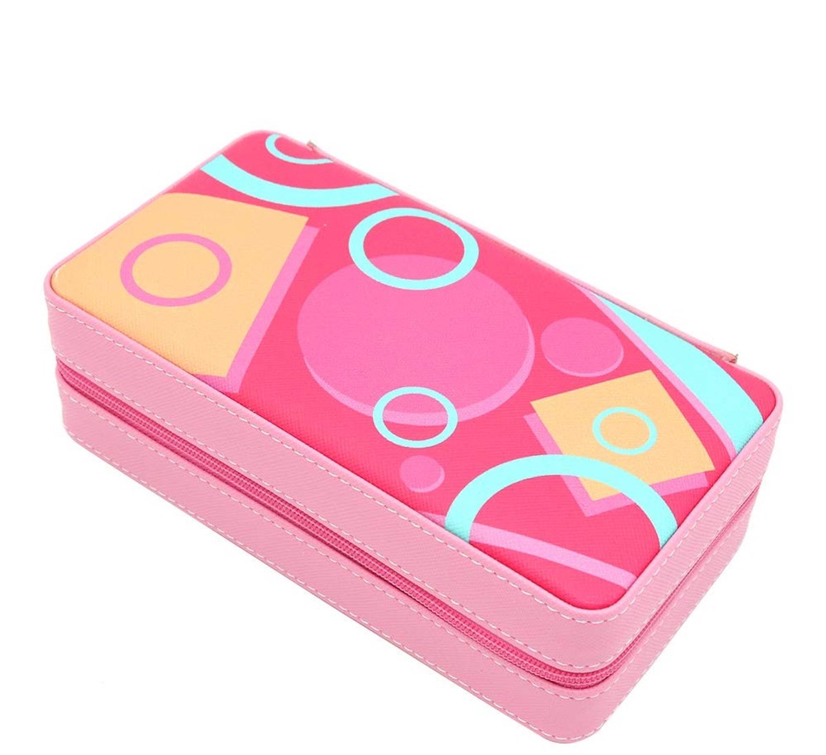 Allecto - Shiwaki Juwelendoos - Faux Leather Sieraden Organizer - Roze Patroon voor Ringen, Oorbellen, Halskettingen en Armbanden