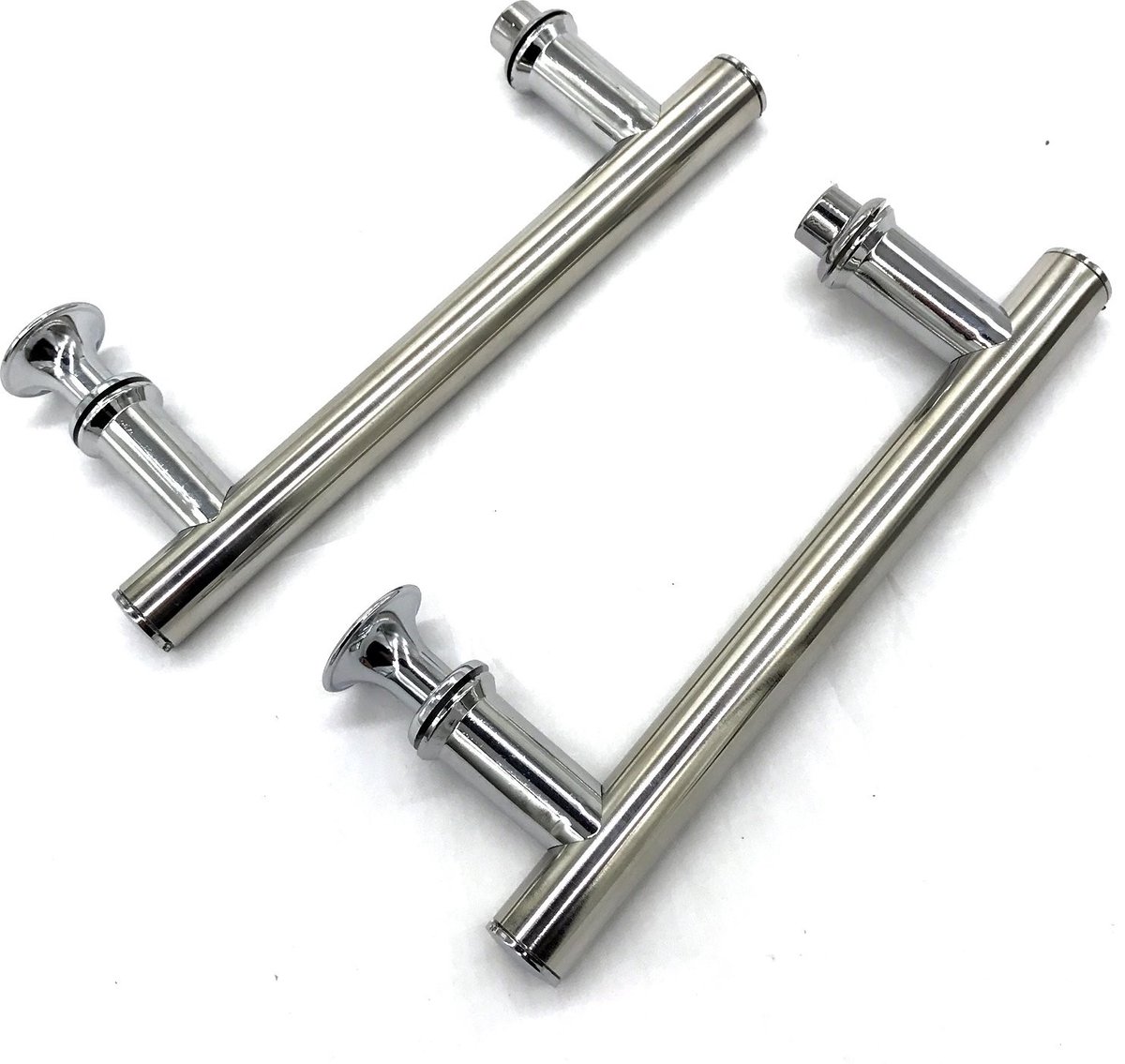 Allecto - Douchedeurhandgreep - Modern Design - Chroom Afwerking - Set van 2 - Geschikt voor 6-12 mm Glas - 145 mm Afstand